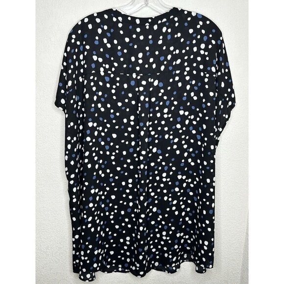 Torrid 4 Top 4X Black Blue White Polka Dot Zip Neck Popover Lightweight Office - Picture 3 of 8